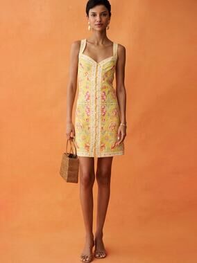 New few Moda ANAYA Dolores yellow linen blend dress sz 6 $222